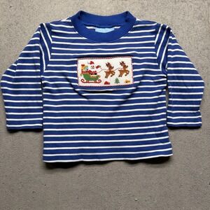 Anavini Boys Embroidered‎ Holiday Long Sleeve Shirt Smocked Style Size 2